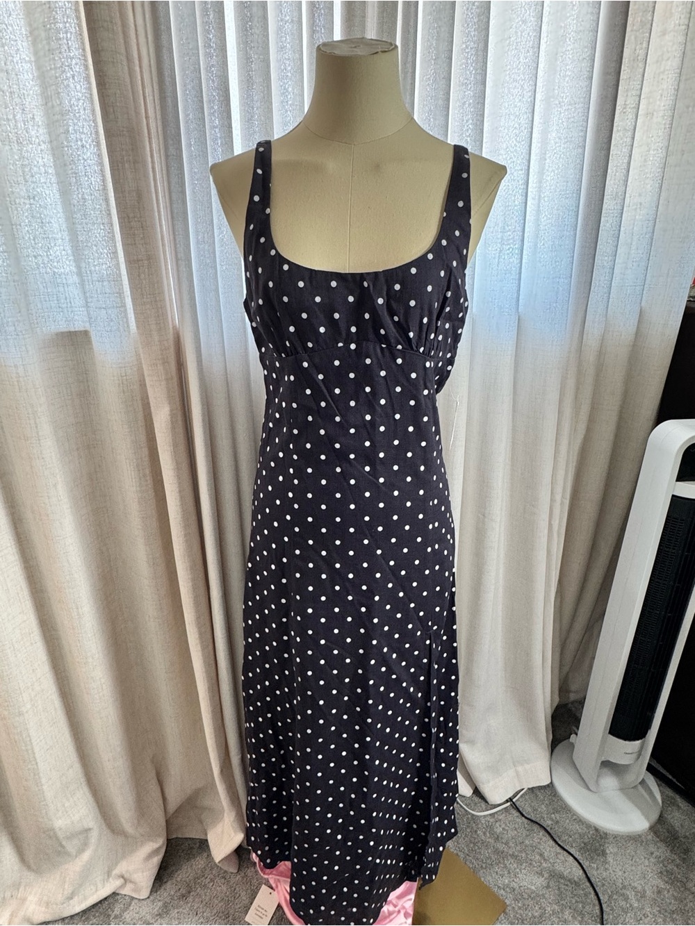 HYFVE Black Polka Dot Midi Dress
